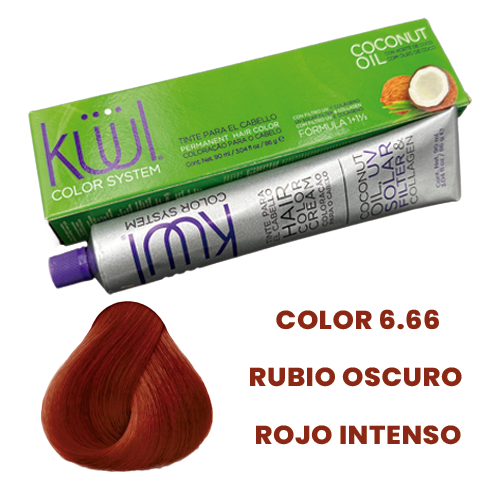 Tinte kuul color rubio oscuro rojo intenso