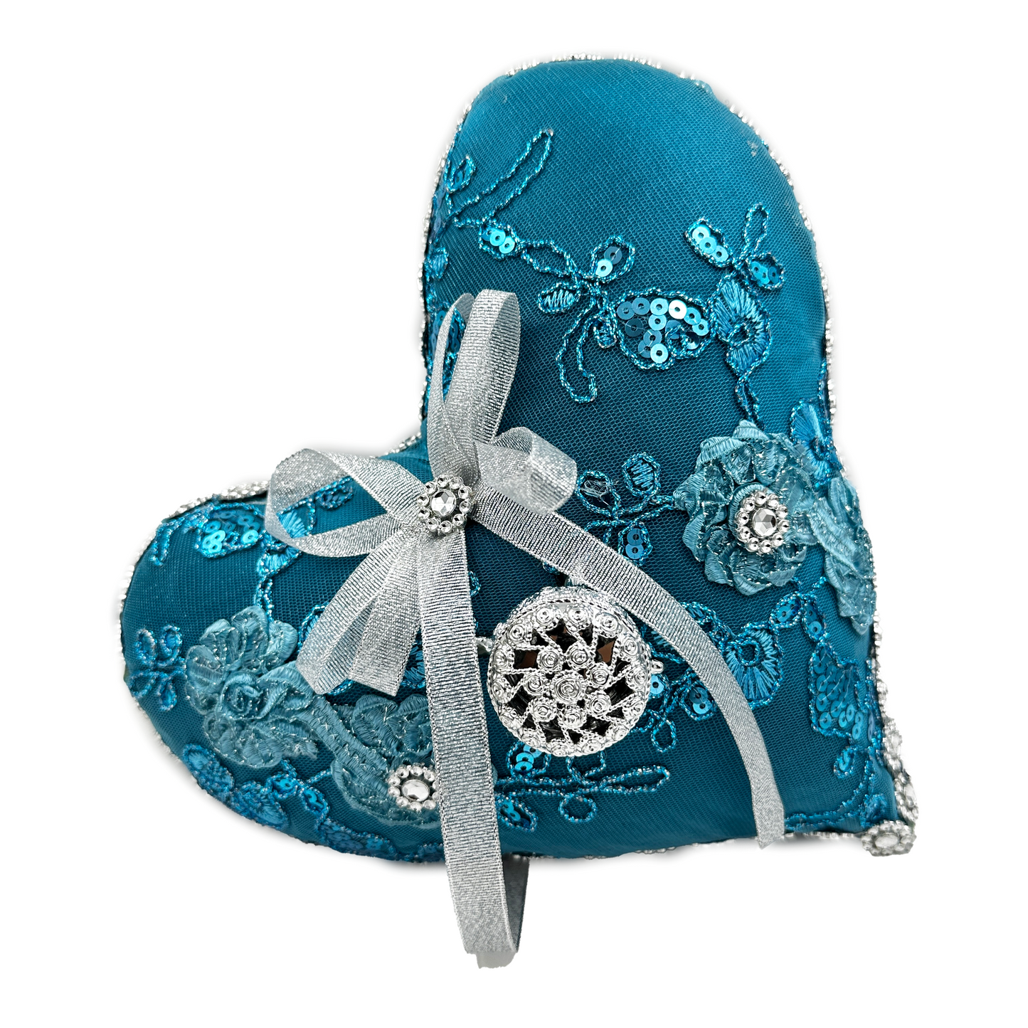 Cojín celeste aqua para anillo de quince años