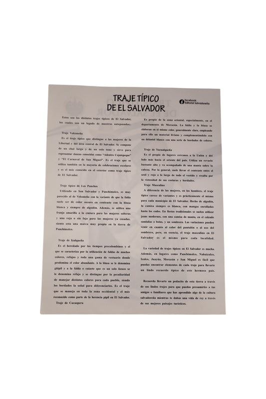 Cromo de traje típico de El Salvador