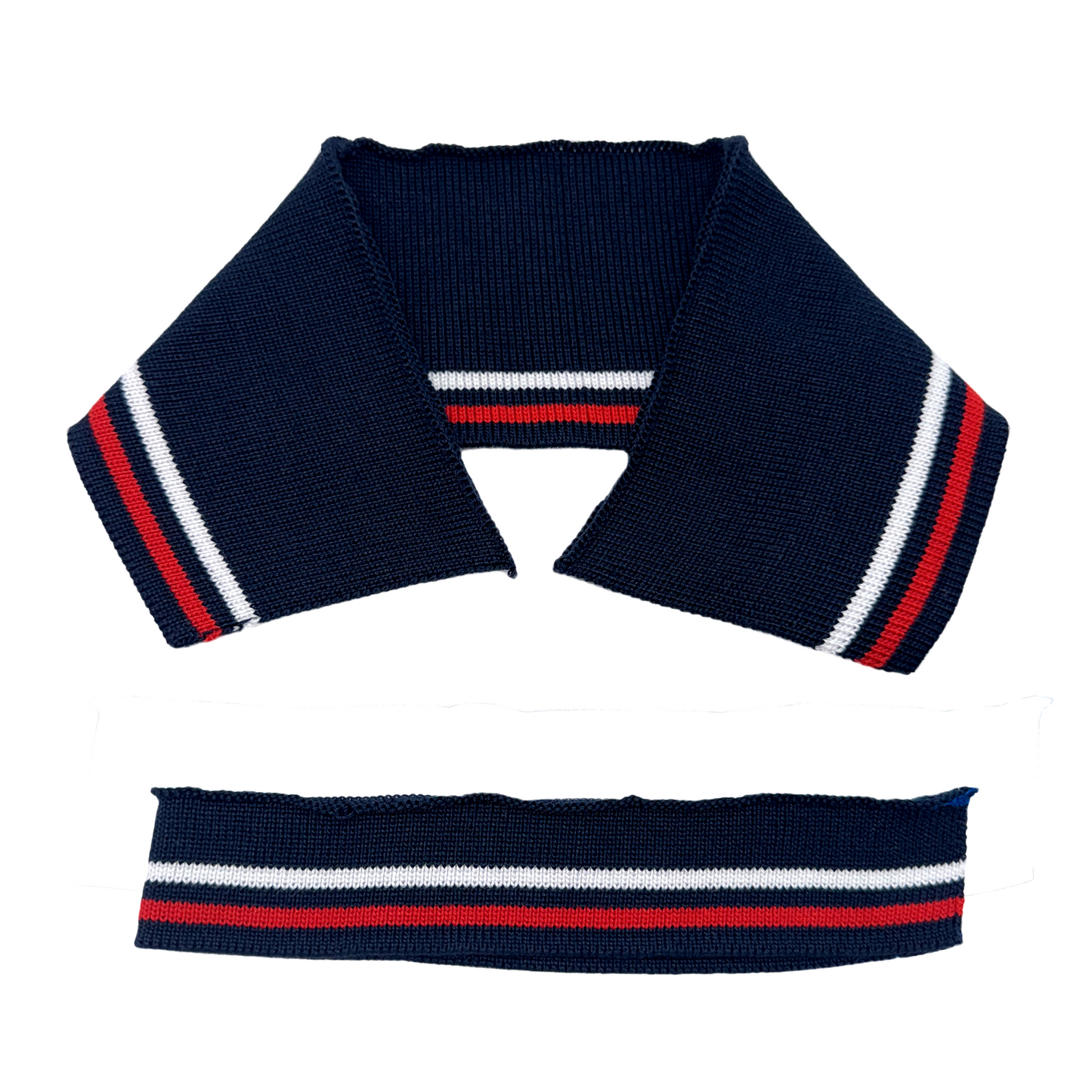 Cuellos y puños tejidos para camisas polo.