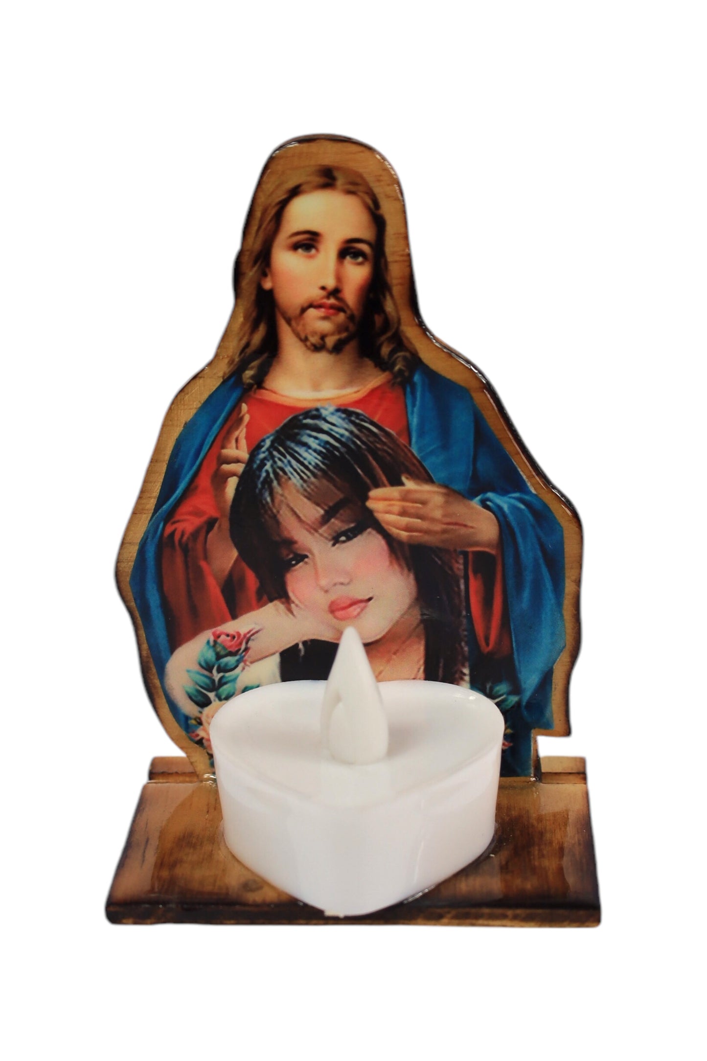 Recuerdo religioso en madera para novenario o cabo de año
