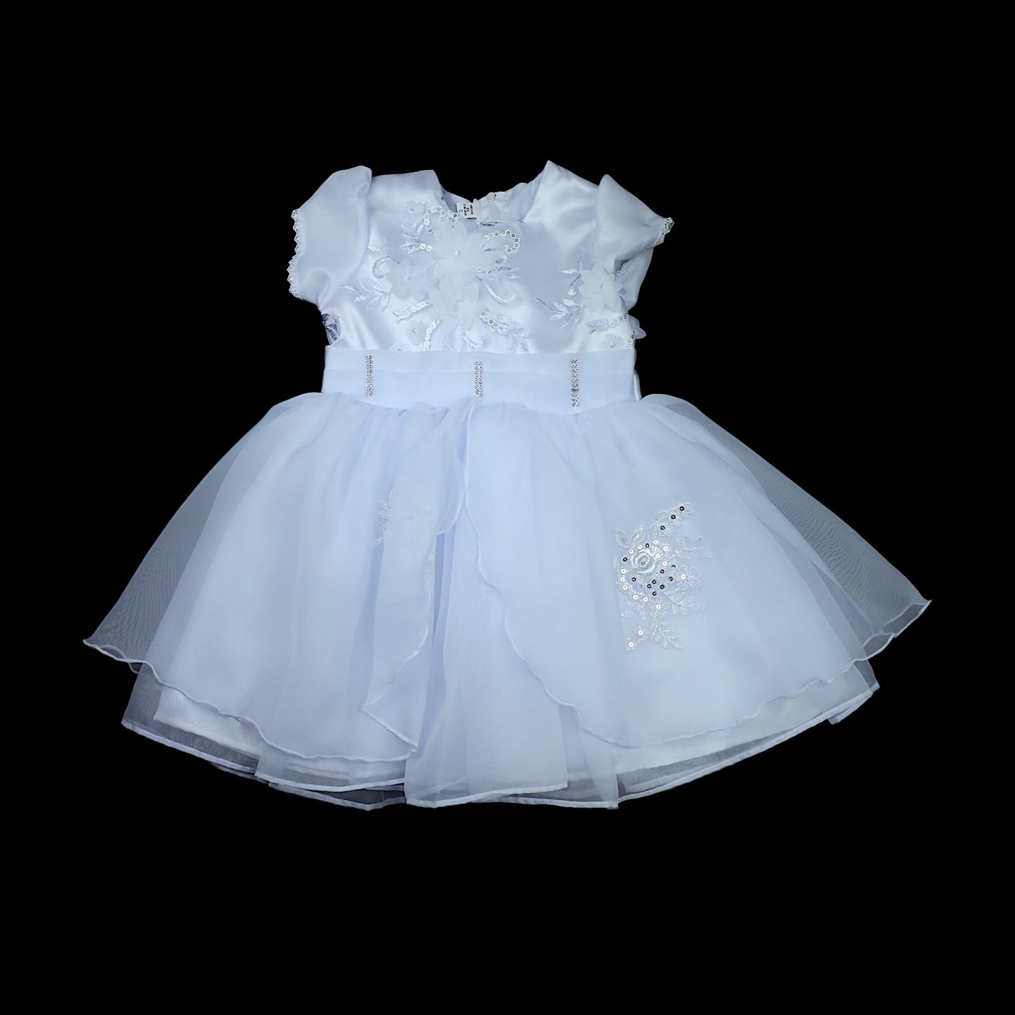vestido de bautizo blanco de velo suizo