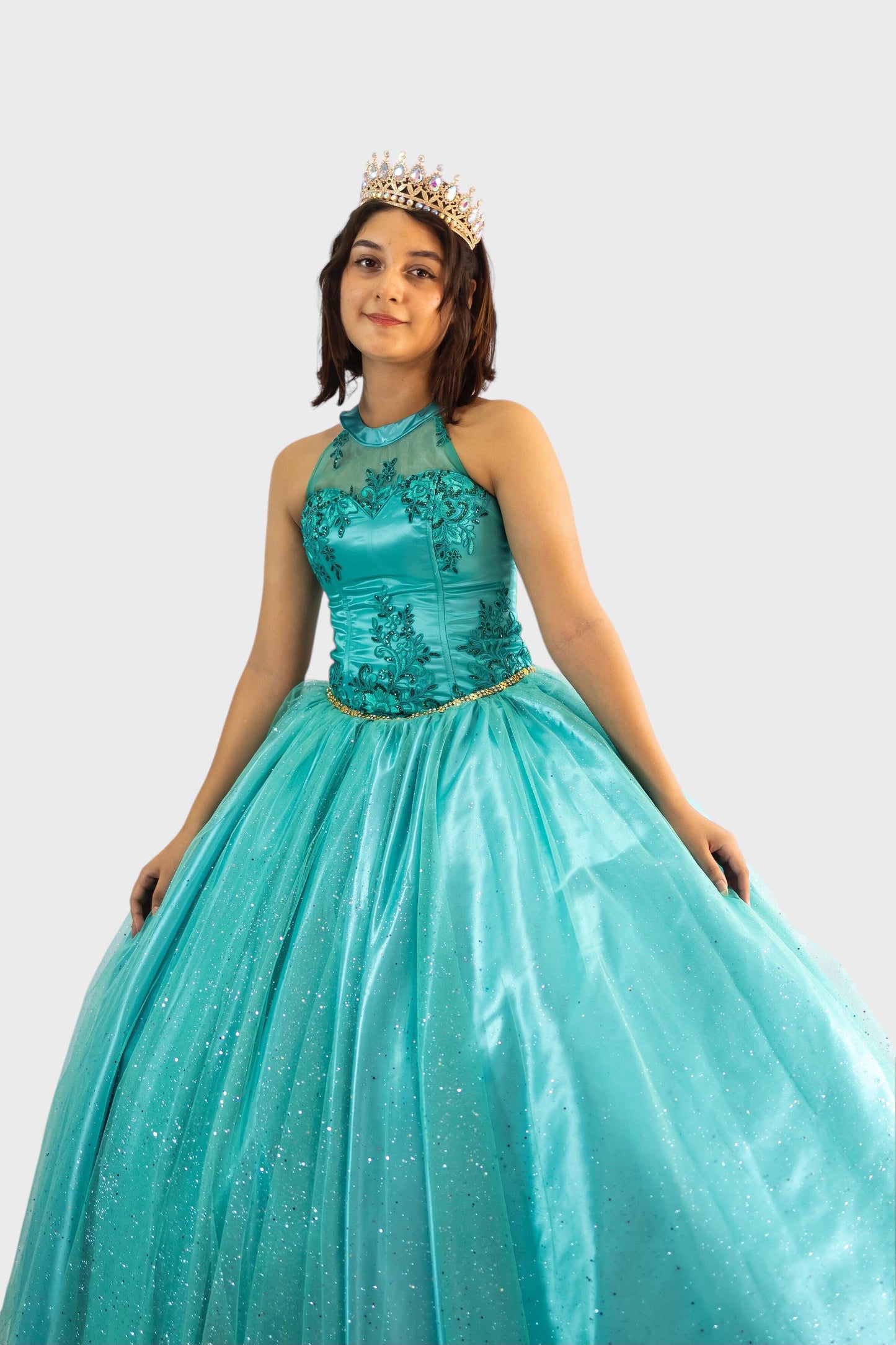 vestido de quinceañera verde