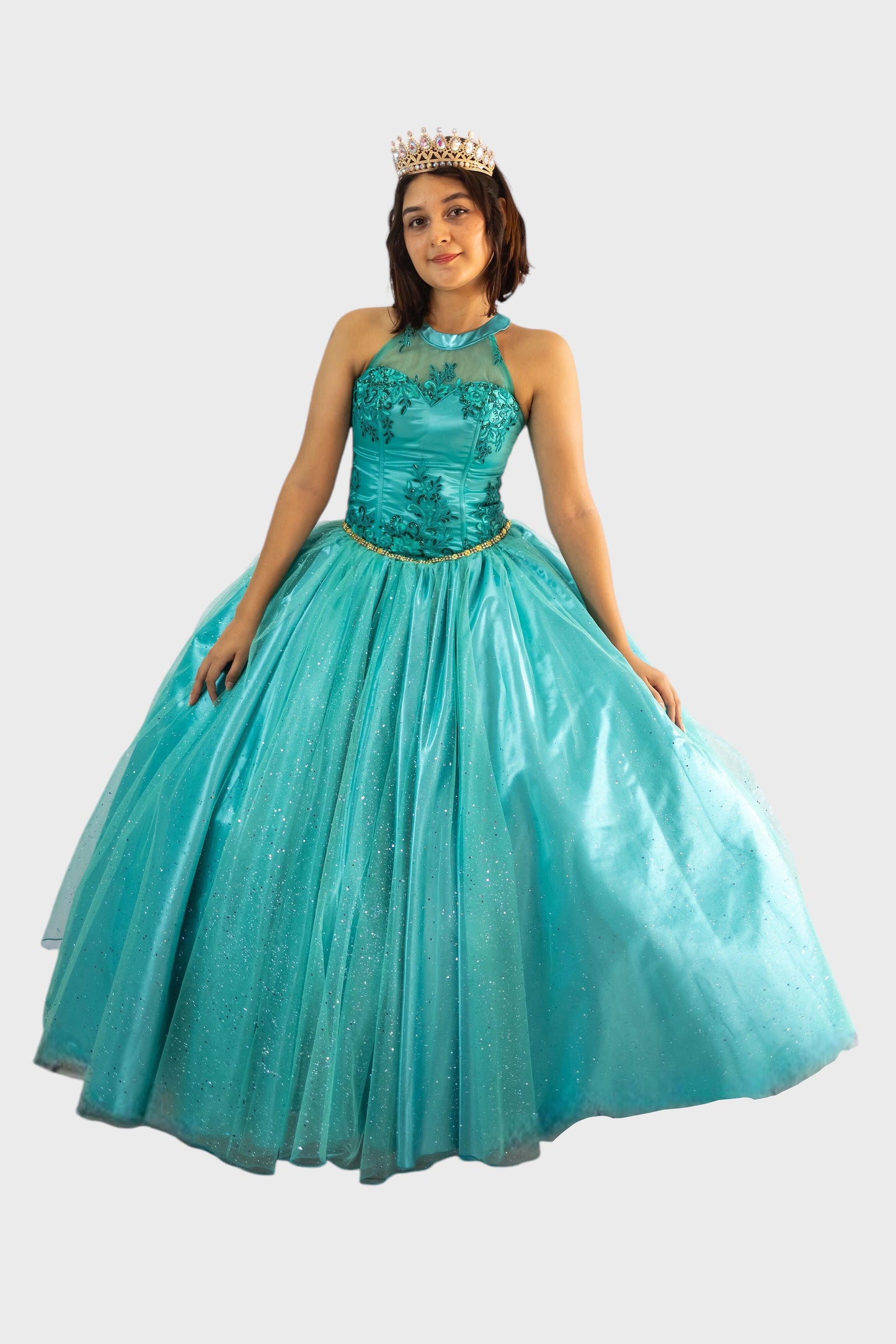 vestido de quinceañera verde