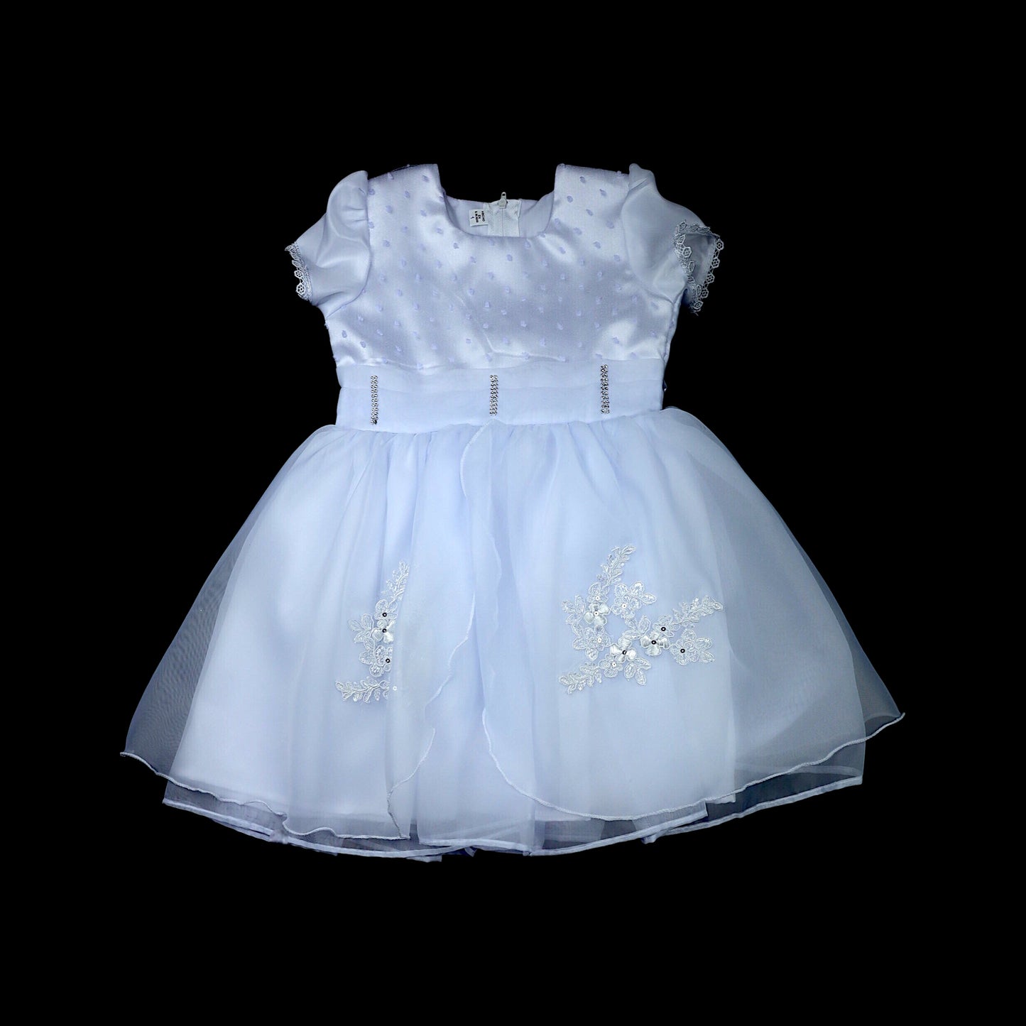 vestido de bautizo blanco de velo suizo