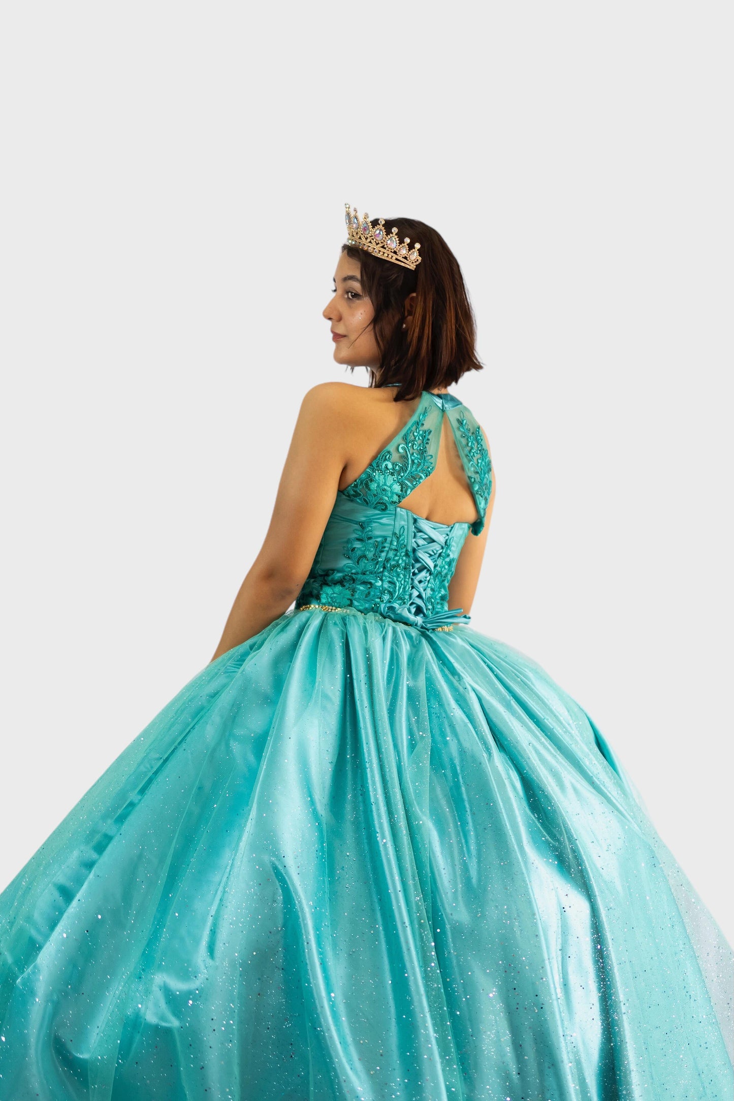 vestido de quinceañera verde