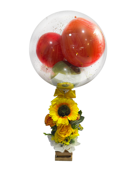 Arreglo de girasoles artificiales con globo