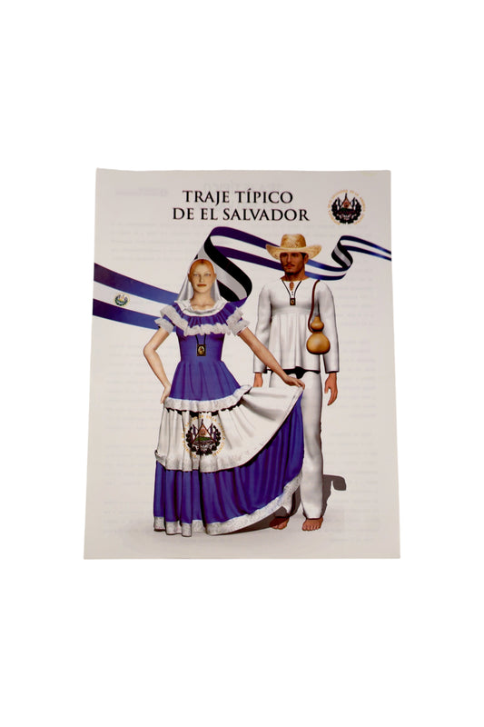 Cromo de traje típico de El Salvador