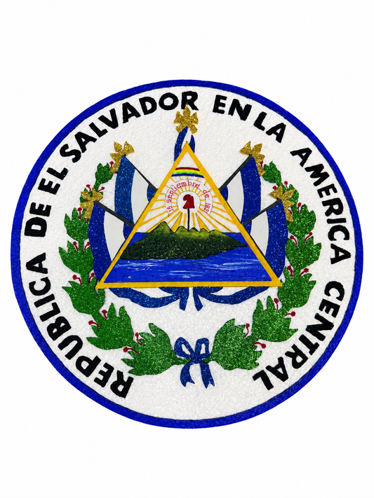Escudo de El Salvador pintado en durapax