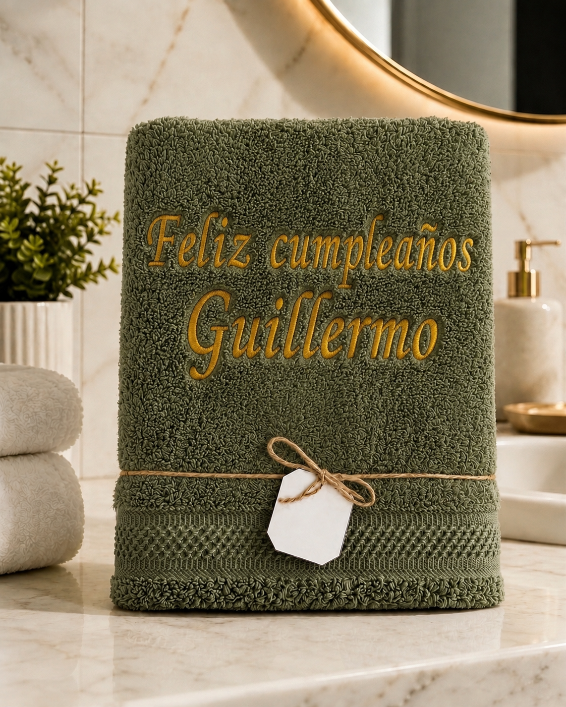 Toalla de baño majestic con dedicatoria bordada