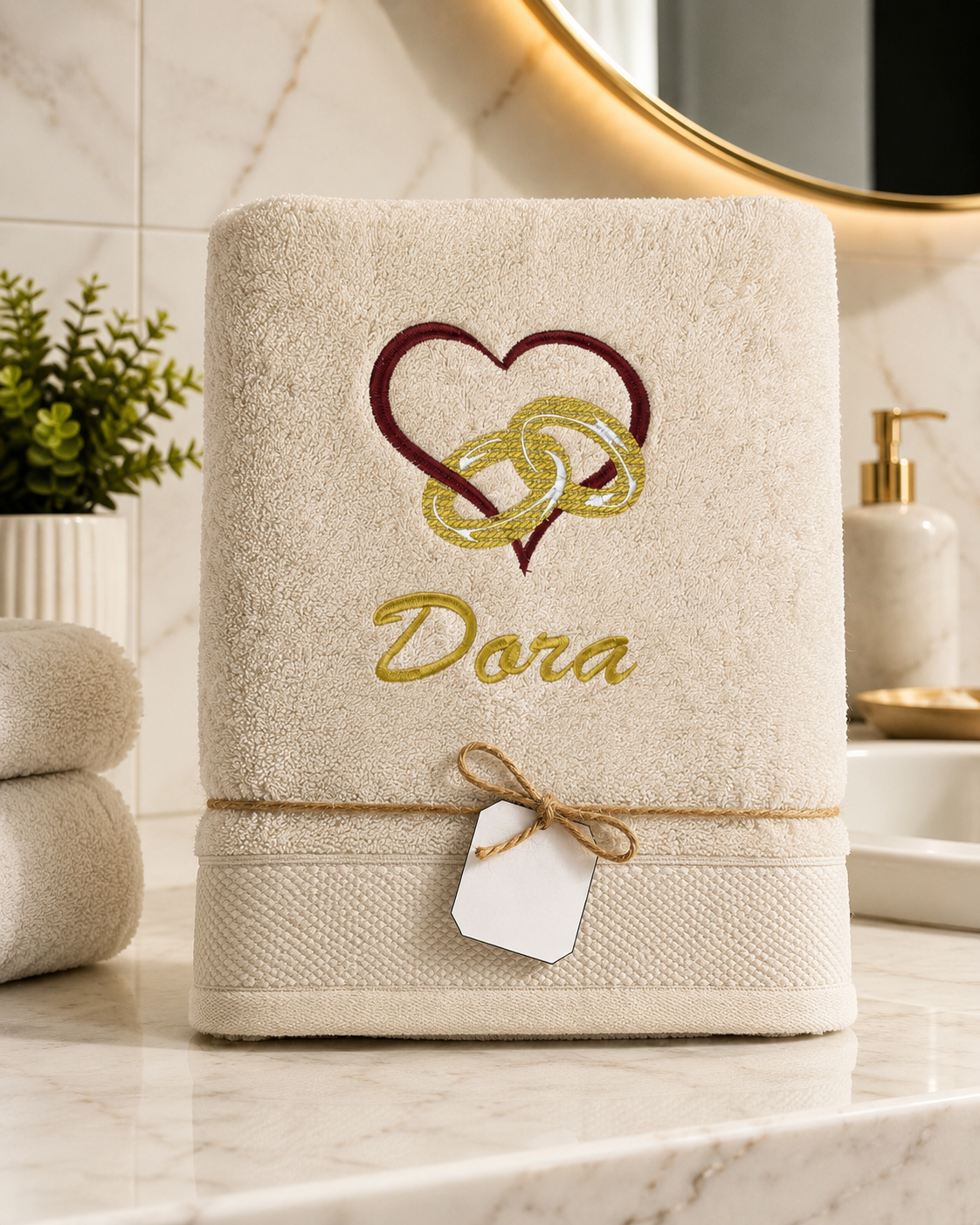 Toalla de baño majestic con dedicatoria bordada