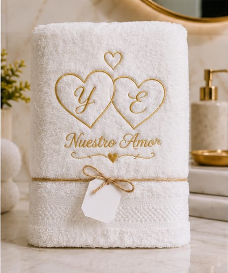 Toalla de baño majestic con dedicatoria bordada