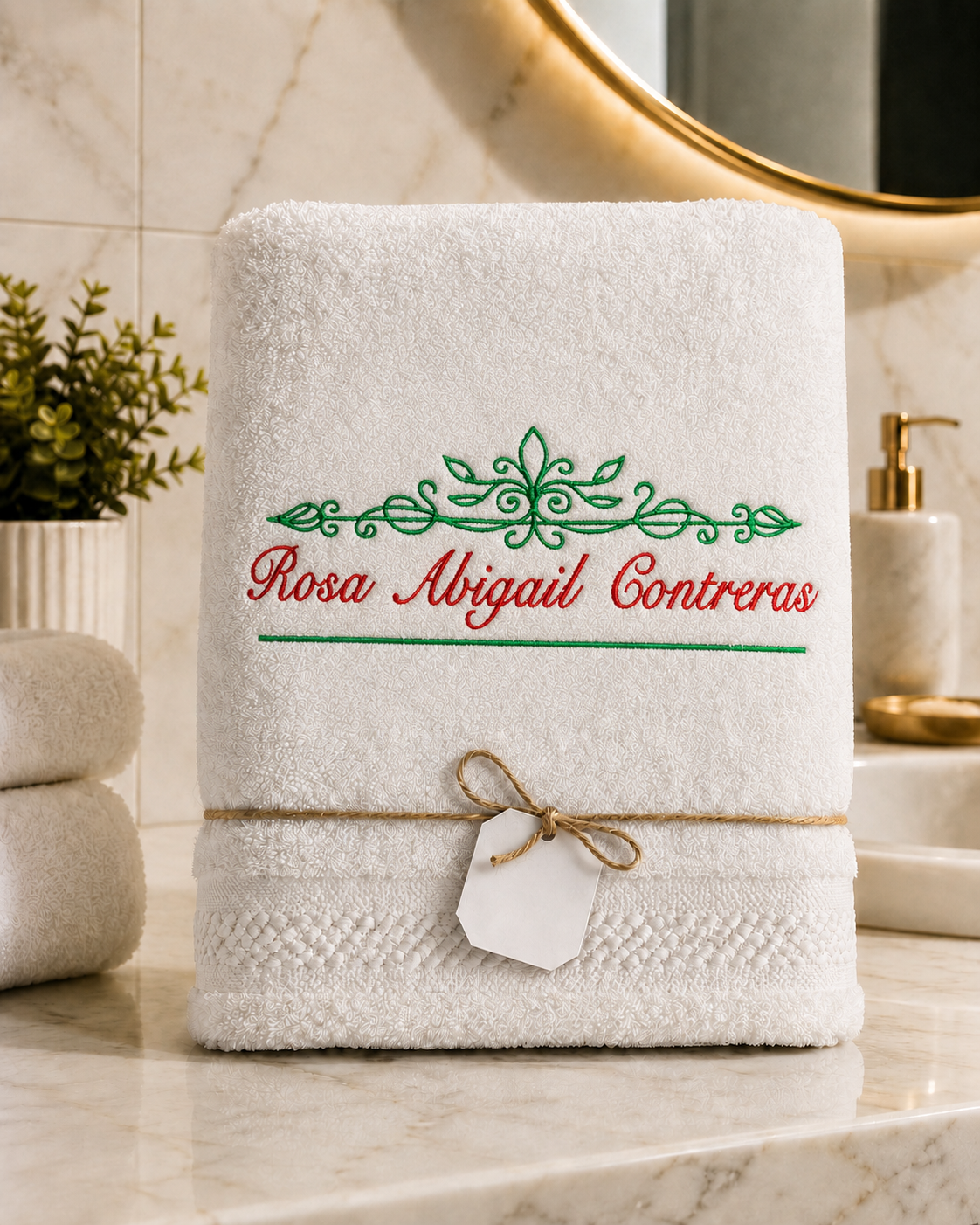 Toalla con bordado personalizado de baño hilasal majestic