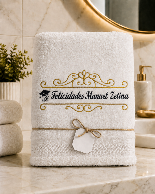 Toalla con bordado personalizado de baño hilasal majestic