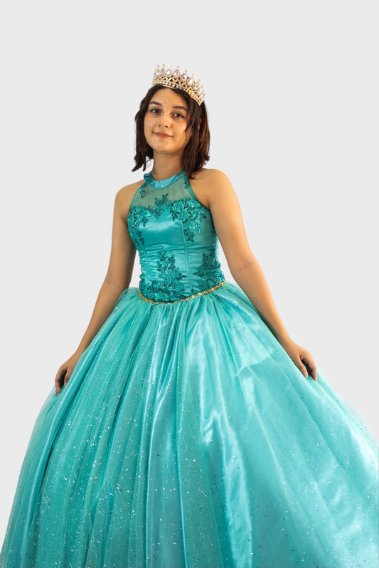 vestido de quinceañera verde