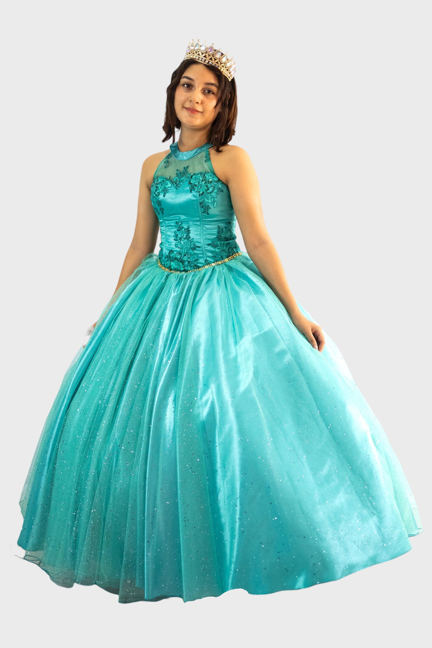 vestido de quinceañera verde
