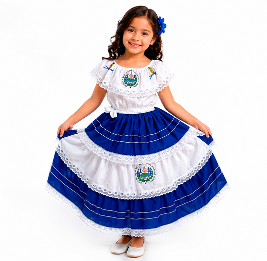 Vestido tipico para niña de El Salvador